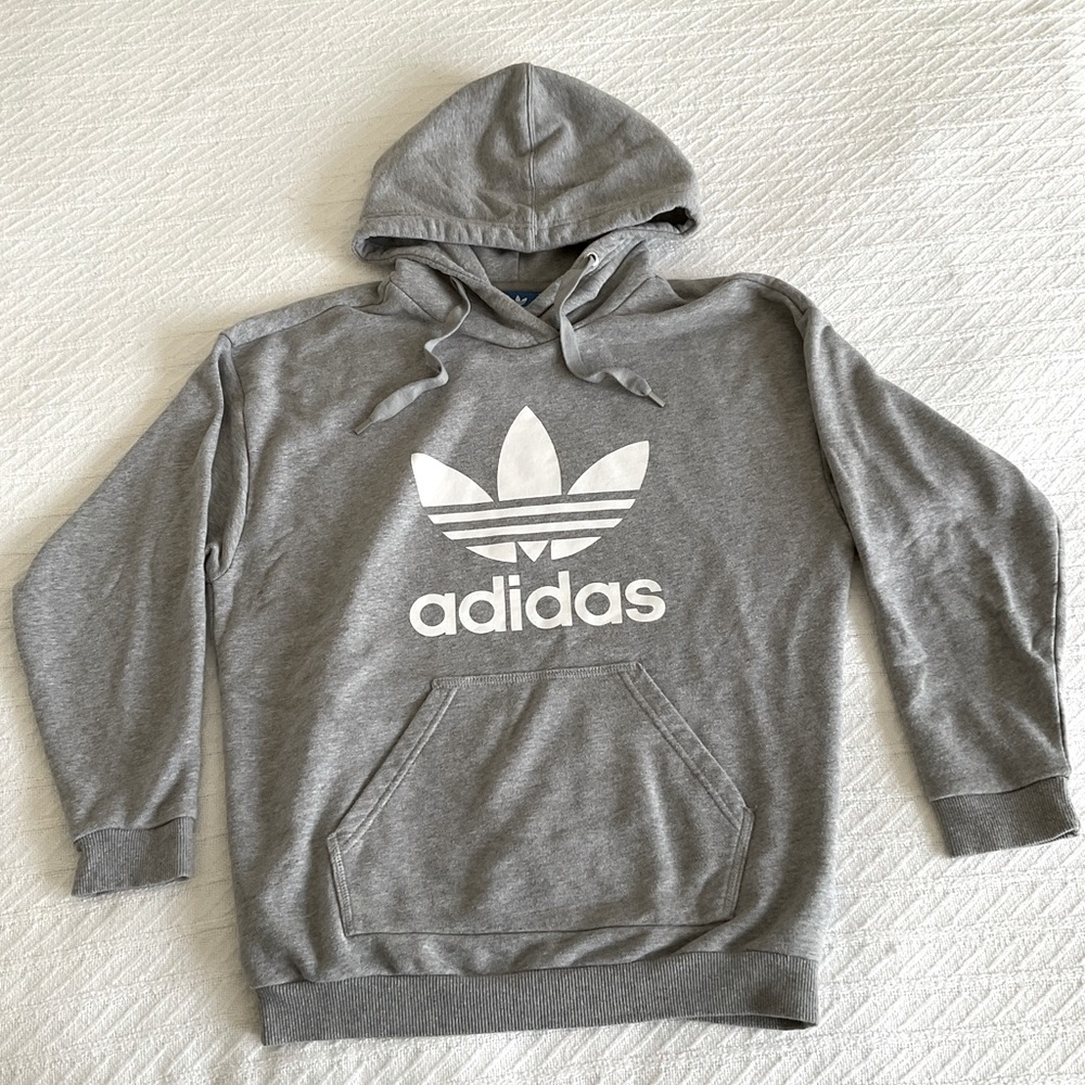 Adidas trefoil gray hoodie